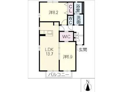 サニーヒル八前(2LDK/2階)の間取り写真