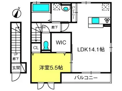 エステートシマムラC(1LDK/2階)の間取り写真