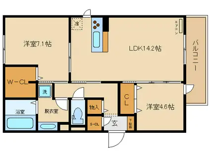 LA FORE(2LDK/2階)の間取り写真
