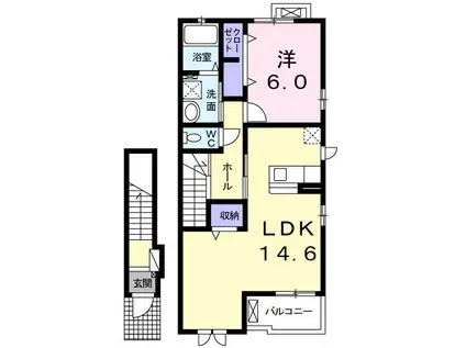 サクラガーデン(1LDK/2階)の間取り写真