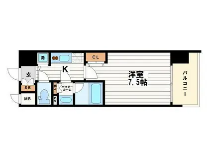 レジュールアッシュ上町台(1K/9階)の間取り写真