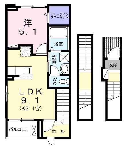 ブリュームII(1LDK/3階)の間取り写真