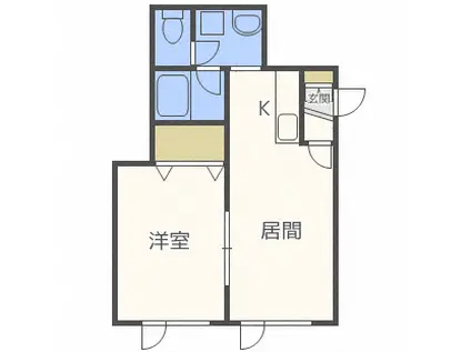ハピネス平岸(1LDK/2階)の間取り写真