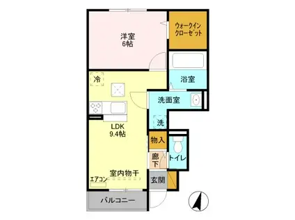 エクセル 参番館(1LDK/1階)の間取り写真