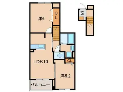 リヴェール聖(2LDK/2階)の間取り写真