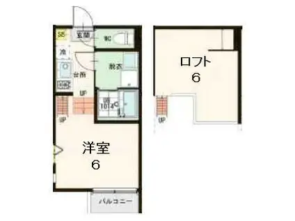 ハーモニーテラス郷免町(1K/2階)の間取り写真