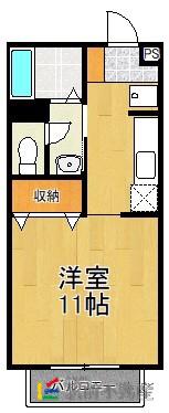 セジュール川藤(ワンルーム/2階)の間取り写真