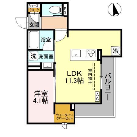 D-GRANDE桃井町(1LDK/2階)の間取り写真