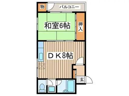 リベルティー大通(1DK/4階)の間取り写真