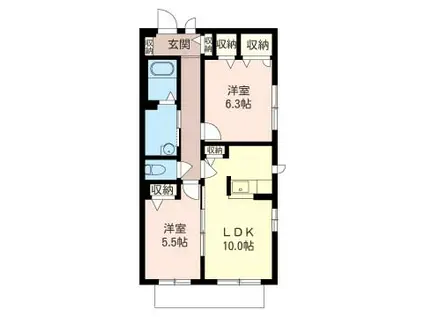 エルカーサリバーA(2LDK/1階)の間取り写真