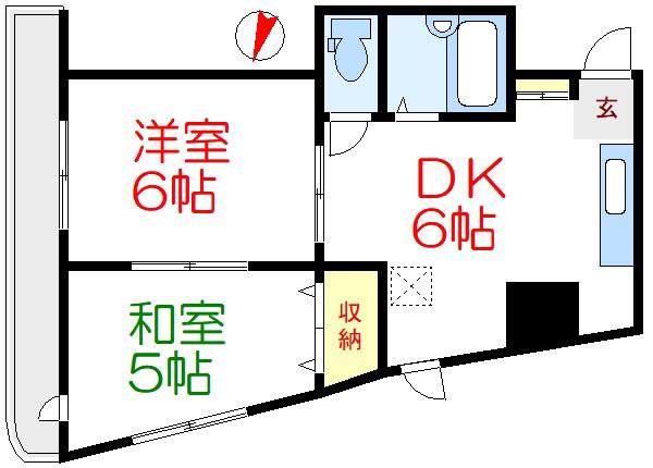 メゾンムーヴェル(2DK/4階)の間取り写真