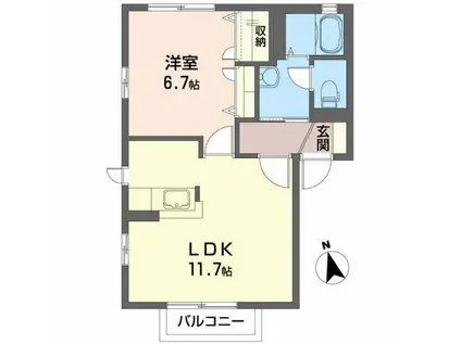 エコ・プリーマA(1LDK/1階)の間取り写真