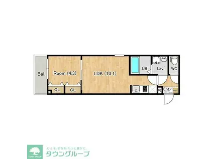 ジーメゾン福生加美平(1LDK/2階)の間取り写真