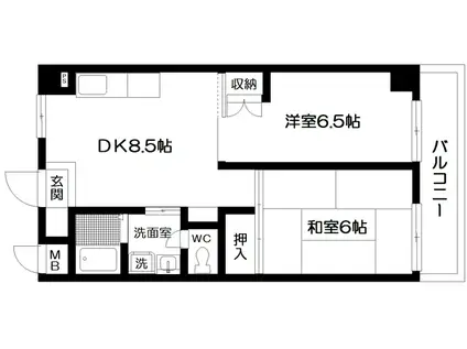 メゾンドソレイユ(2DK/3階)の間取り写真
