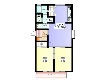 トゥインクル葵 B(2LDK/1階)の間取り写真