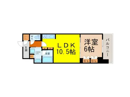 ラフィシア上前津(1LDK/6階)の間取り写真