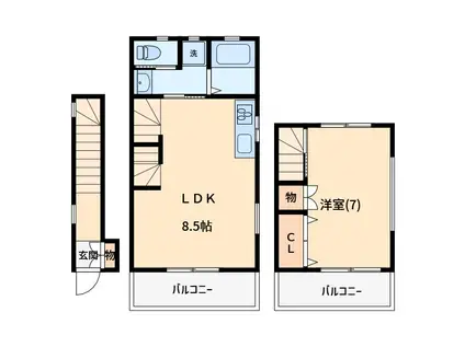 ワイズ中浦和(1LDK/2階)の間取り写真