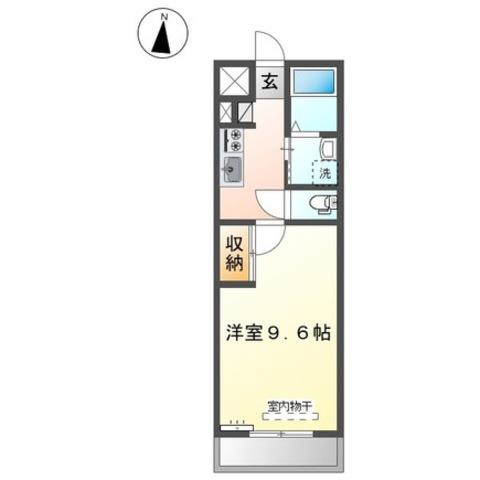 DEEDEE山の手(1K/2階)の間取り写真