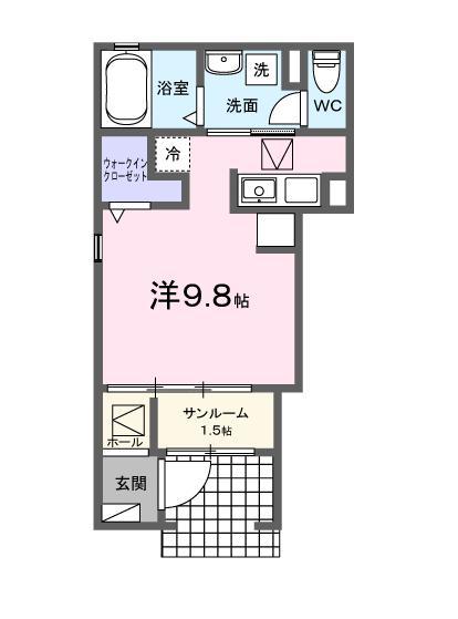 サツキA(ワンルーム/1階)の間取り写真
