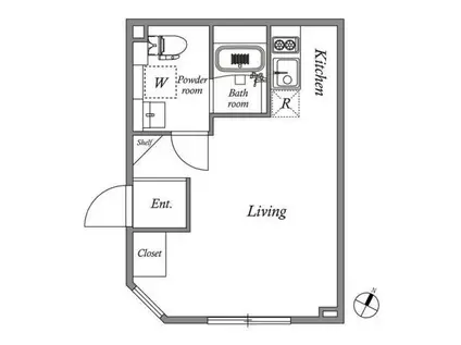 GRAN PASEO 碑文谷 ノース(ワンルーム/1階)の間取り写真