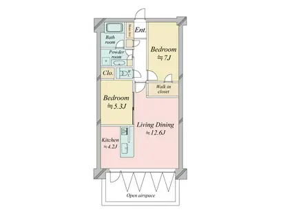グランシティ湘南海岸マリナージュスクエア(2LDK/4階)の間取り写真