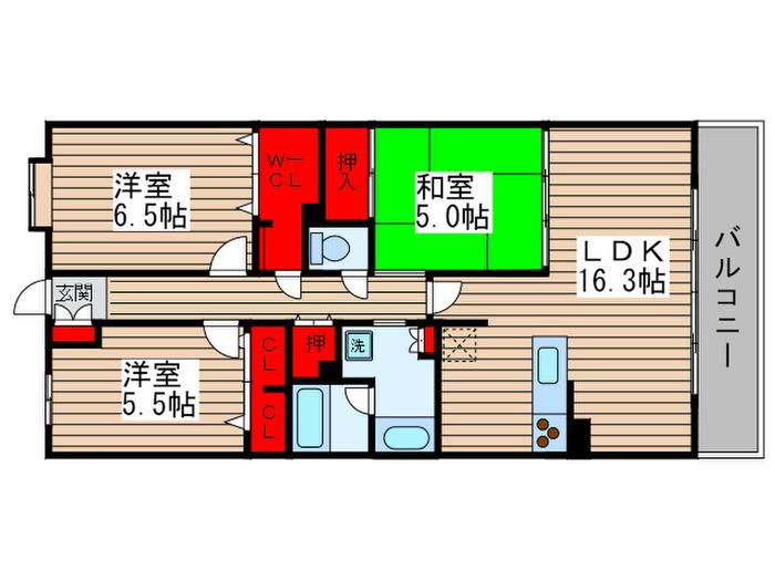 レジディア東松戸(3LDK/3階)の間取り写真
