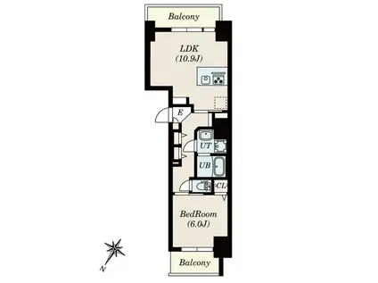 S-RESIDENCE一社(1LDK/6階)の間取り写真