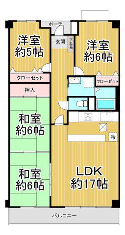 阪急逆瀬台アヴェルデ4番館(4LDK/4階)の間取り写真