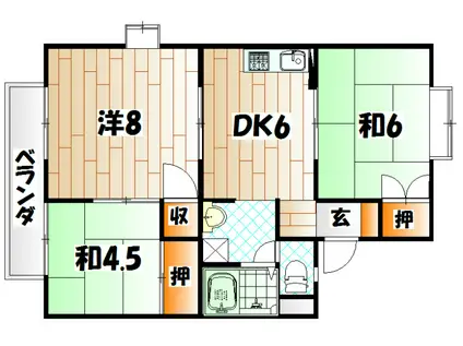 シャルム明石I(3DK/1階)の間取り写真