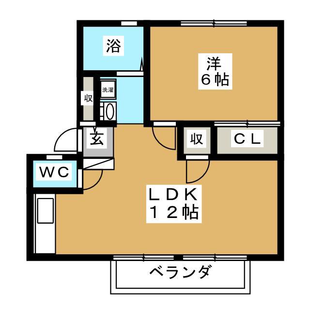 フォンティーン金井A棟(1LDK/1階)の間取り写真