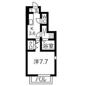 BLUE CUBE 12(1K/1階)の間取り写真