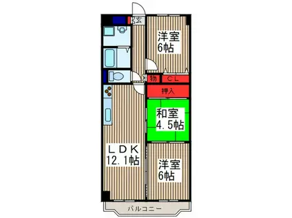 サンローゼ戸田(3LDK/2階)の間取り写真
