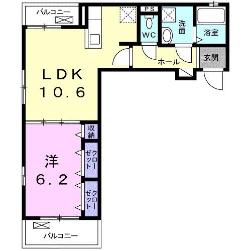 グラシア(1LDK/2階)の間取り写真