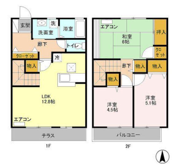 ラ・ポワールAB(3LDK/1階)の間取り写真