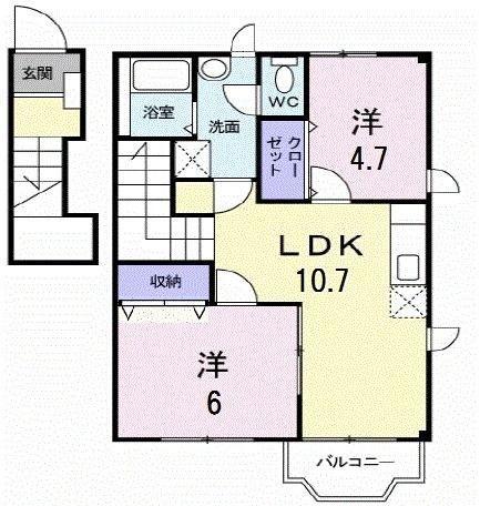 セレーノ(2LDK/2階)の間取り写真