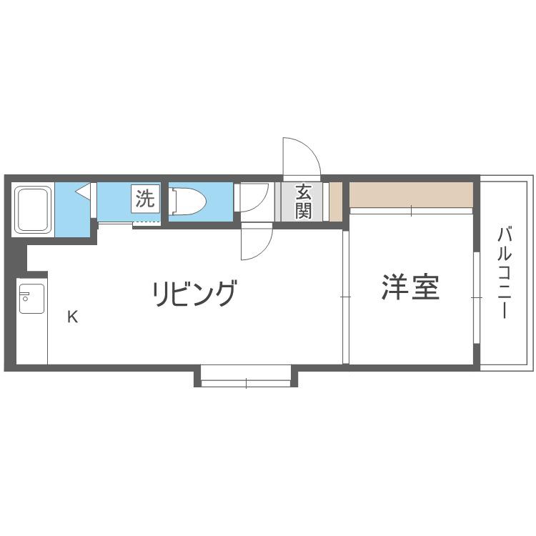 クリスタル北24条(1DK/4階)の間取り写真