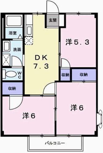 JR山陽本線 上郡駅 徒歩6分 2階建 築33年(3DK/2階)の間取り写真