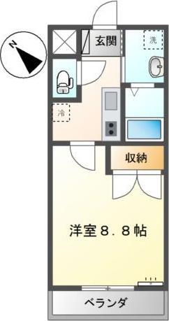 シャインヒルズ豊岡(1K/2階)の間取り写真