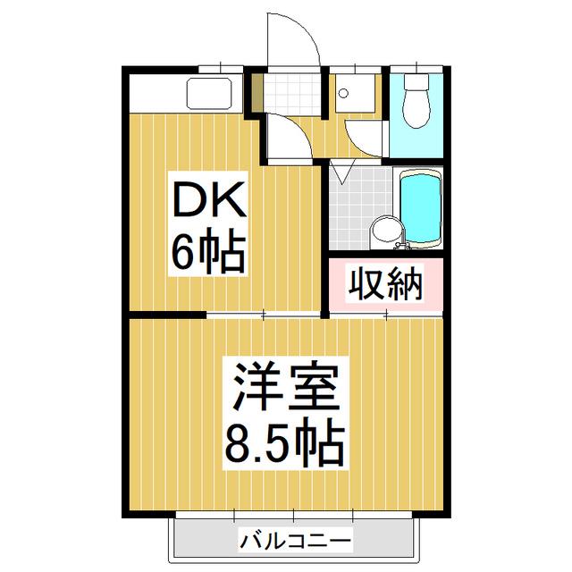 グリーンヒル(1DK/2階)の間取り写真