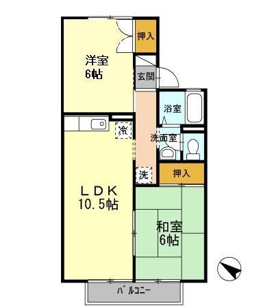 セジュールキムラ(2LDK/1階)の間取り写真