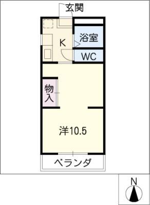 カレッジハイツ豊明(1K/3階)の間取り写真