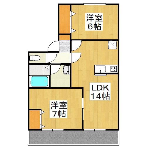 カーサ松崎(2LDK/1階)の間取り写真