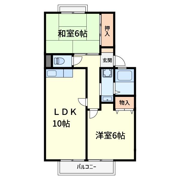 キャッスルサイド出丸(2LDK/2階)の間取り写真