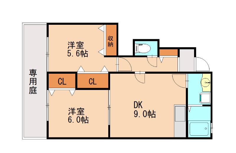 KAISEIKAN(2DK/1階)の間取り写真