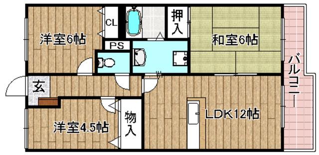サンパティオA(3LDK/1階)の間取り写真