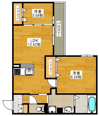 エタニティ蔵人(2LDK/2階)の間取り写真