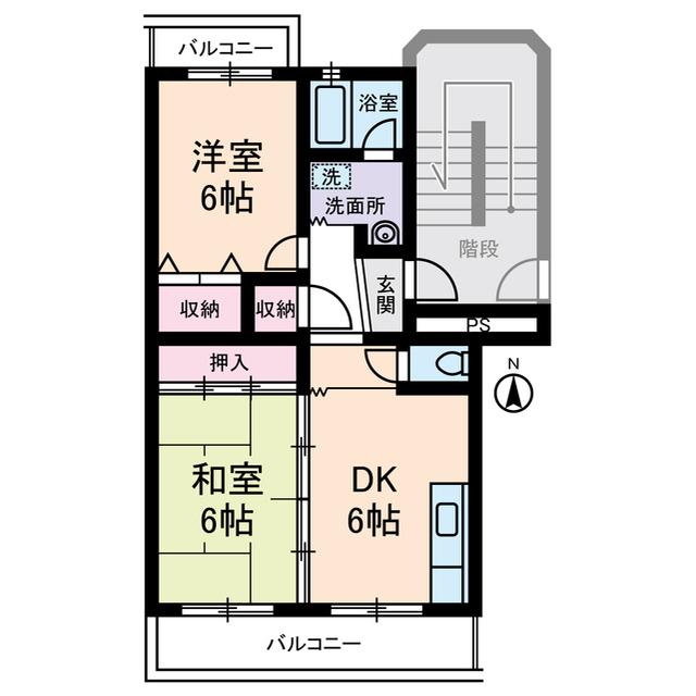クレール18(2DK/1階)の間取り写真