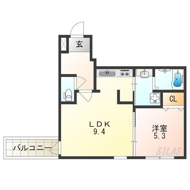 フジパレス北加賀屋駅南(1LDK/1階)の間取り写真