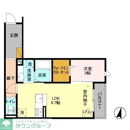 ラ・ベルデュール(1LDK/3階)の間取り写真