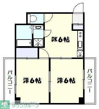 サミエール鷺沼(2DK/1階)の間取り写真